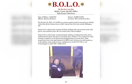 Shelby County Sheriff Seeks Public Help to Identify Dollar General Robbery Suspects