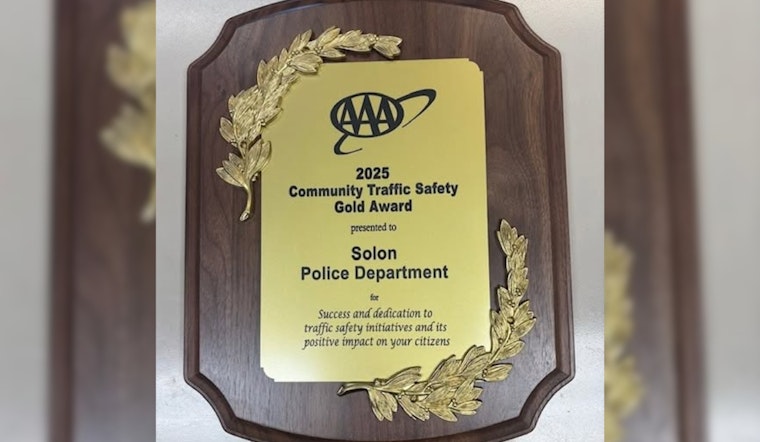 Solon Police Department Honored with 2025 AAA Community Traffic Safety Gold Award