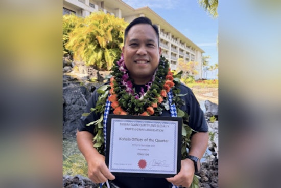 South Kohala Patrol Officer Kiley Loo Honored as HISSPA's Officer of the Quarter for Excellence in Traffic Safety