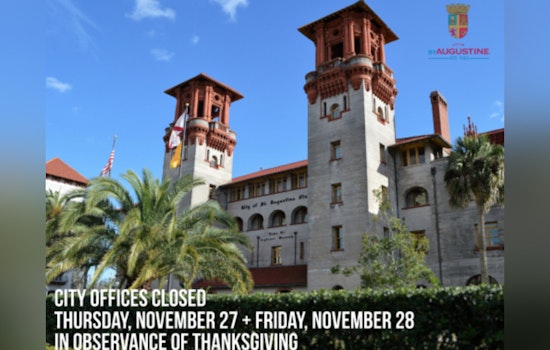 St. Augustine City Offices to Close for Thanksgiving and Free Holiday Parking Will Be Offered