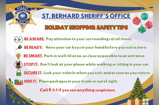 St. Bernard Parish Sheriff Issues Safety Tips for Holiday Shoppers to Prevent Criminal Activity