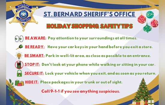St. Bernard Parish Sheriff Issues Safety Tips for Holiday Shoppers to Prevent Criminal Activity