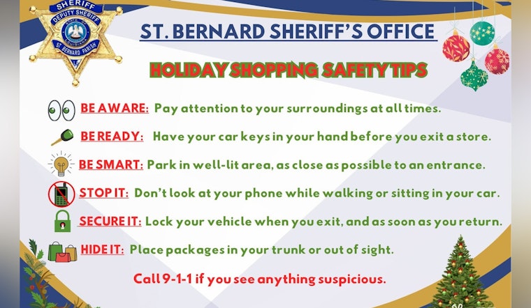 St. Bernard Parish Sheriff Issues Safety Tips for Holiday Shoppers to Prevent Criminal Activity