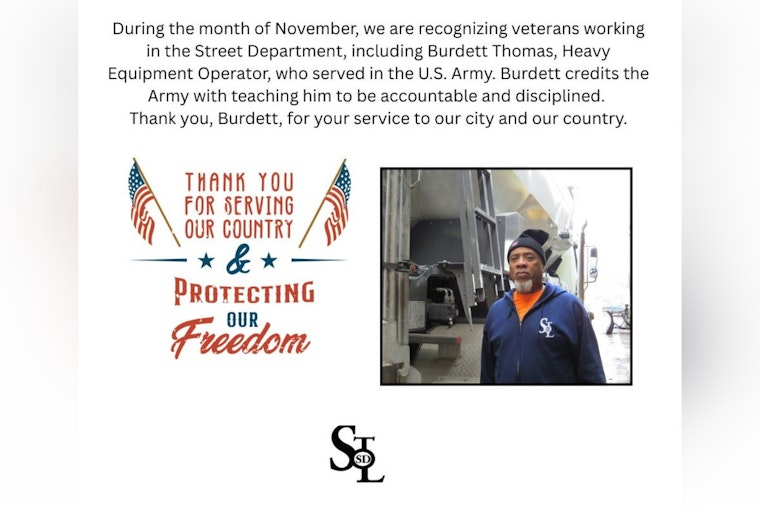 St. Louis Street Department Honors Veterans in Workforce, Commends Former Army Member Burdett Thomas's Service