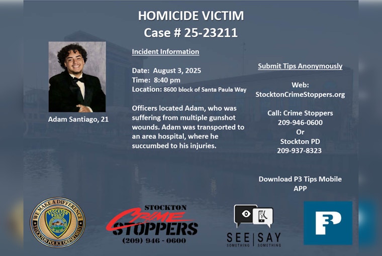 Stockton Police Department Seeks Public's Aid in Homicide Case After Man Found Shot on Santa Paula Way