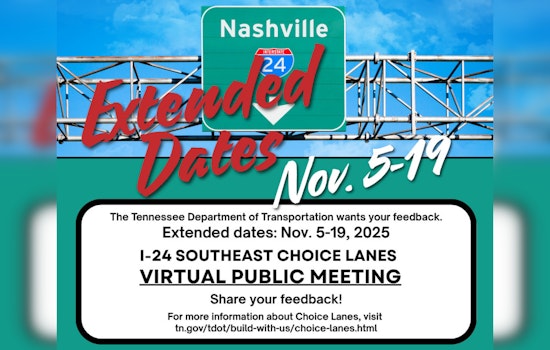 TDOT Reopens Comment Period for I-24 Southeast Choice Lanes Project, Invites More Public Input