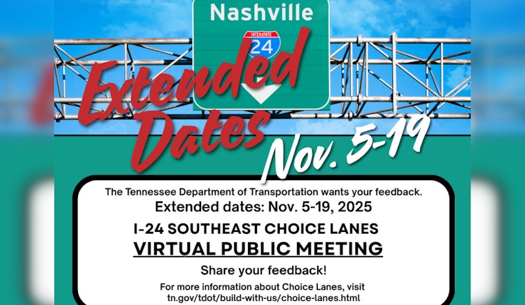 TDOT Reopens Comment Period for I-24 Southeast Choice Lanes Project, Invites More Public Input
