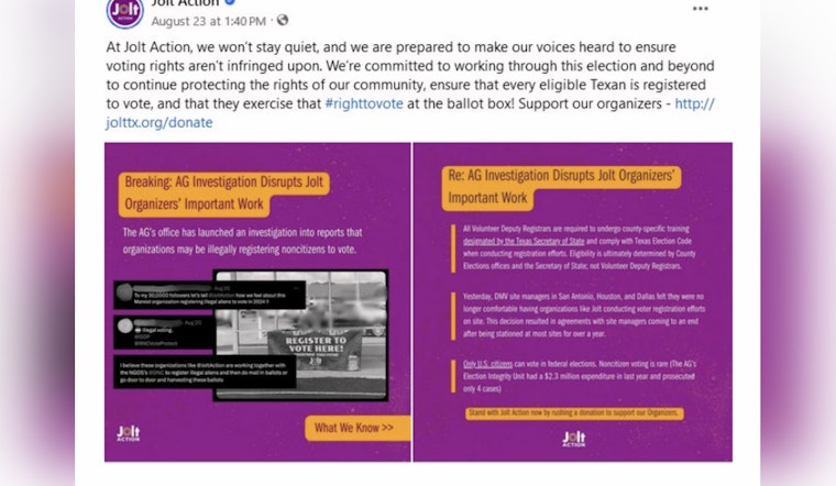 Texas Attorney General Ken Paxton Sues JOLT Initiative for Allegedly Unlawful Voter Registration Practices