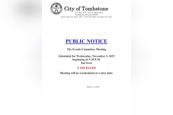 Tombstone’s Scheduled Event Committee Meeting on November 5 Abruptly Canceled Without Explanation