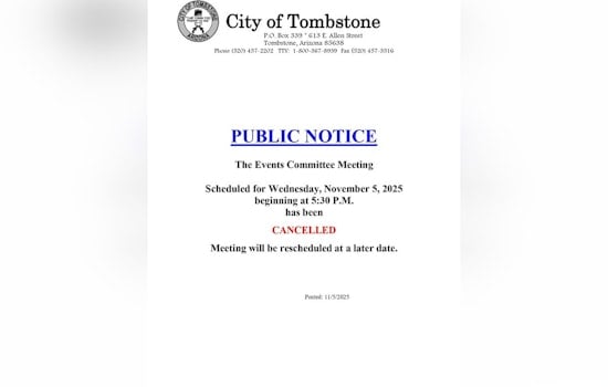 Tombstone’s Scheduled Event Committee Meeting on November 5 Abruptly Canceled Without Explanation