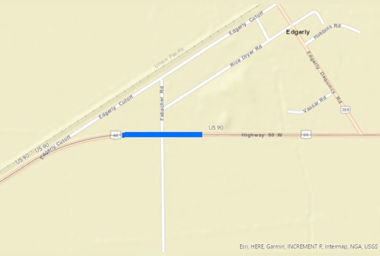 Travel Alert US 90 Eastbound Lane Closure in Calcasieu Parish for Roadwork Today