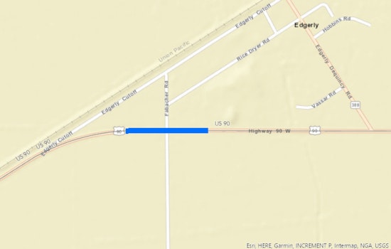 Travel Alert US 90 Eastbound Lane Closure in Calcasieu Parish for Roadwork Today