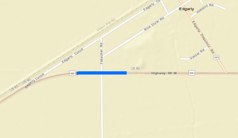 Travel Alert US 90 Eastbound Lane Closure in Calcasieu Parish for Roadwork Today