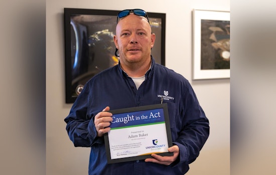 Union County Honors Adam Baker with Caught in the Act Award for Exceptional Service in Water Maintenance