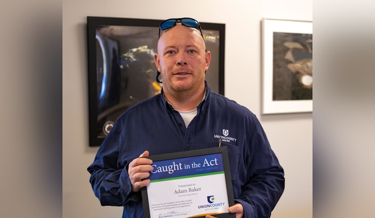Union County Honors Adam Baker with Caught in the Act Award for Exceptional Service in Water Maintenance