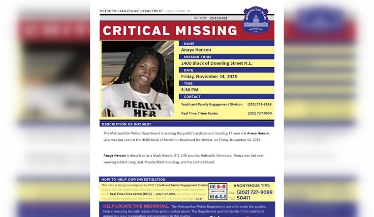Urgent Search: DC Police Seek Help to Locate Missing Teen Anaya Henson Last Seen on Downing St. NE