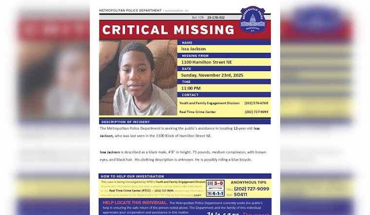 Urgent Search for 12-Year-Old Issa Jackson Missing in Washington D.C., Police Seek Public's Help