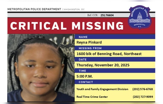 Urgent Search for Missing 12-Year-Old Reyna Pinkard in Northeast DC; Police Seek Public's Assistance