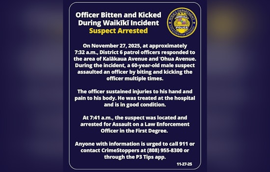 Waikīkī Arrest Turns Chaotic When Suspect Allegedly Bites and Kicks Officer
