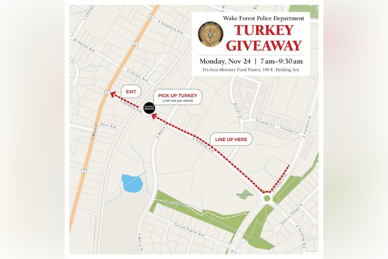 Wake Forest Police Partner with Tri-Area Ministry to Distribute Turkeys for the Holidays