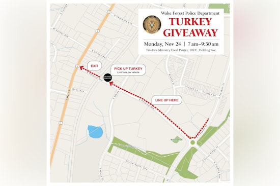Wake Forest Police Partner with Tri-Area Ministry to Distribute Turkeys for the Holidays