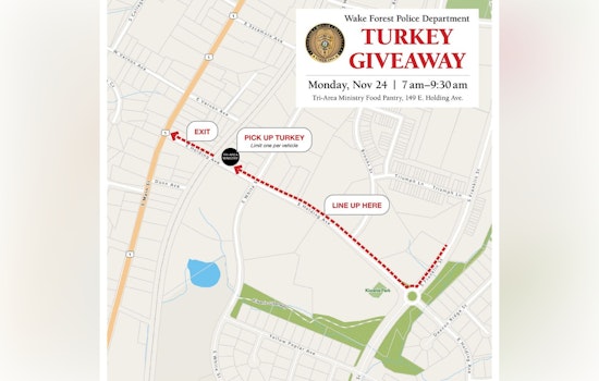 Wake Forest Police Partner with Tri-Area Ministry to Distribute Turkeys for the Holidays