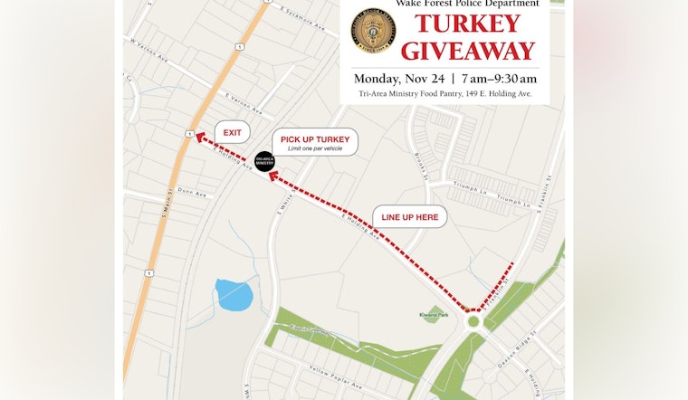 Wake Forest Police Partner with Tri-Area Ministry to Distribute Turkeys for the Holidays