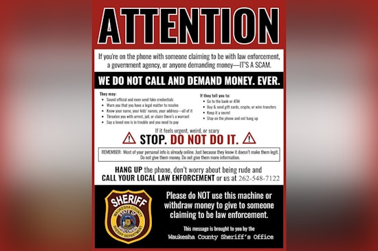 Waukesha County Sheriff's Department Warns of Scammers Impersonating Law Enforcement Officers