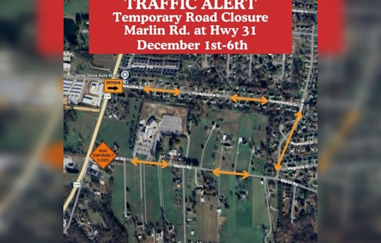 White House, TN Announces Temporary Road Closure on Marlin Rd; Offers Detours for Commuters