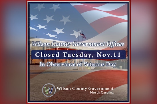 Wilson County Offices to Close on Veterans Day as Public Safety Services Remain Operational