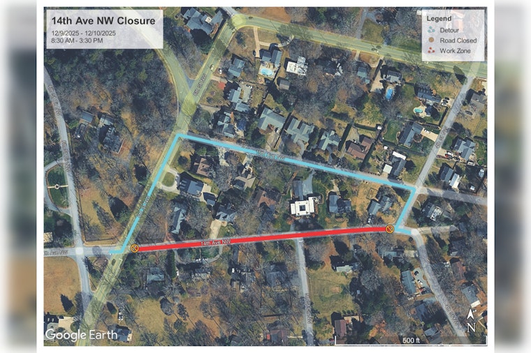 14th Avenue NW Set for 2-Day Tree Trimming Closure, Detours in Place for Commuters