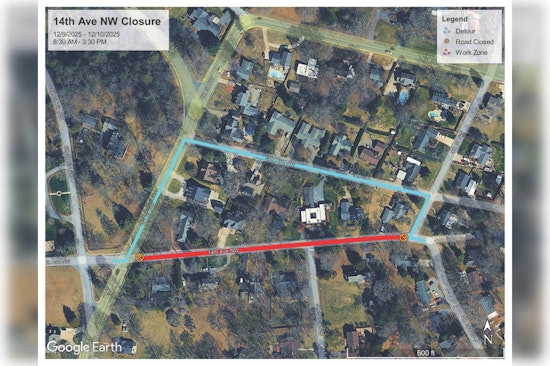 14th Avenue NW Set for 2-Day Tree Trimming Closure, Detours in Place for Commuters