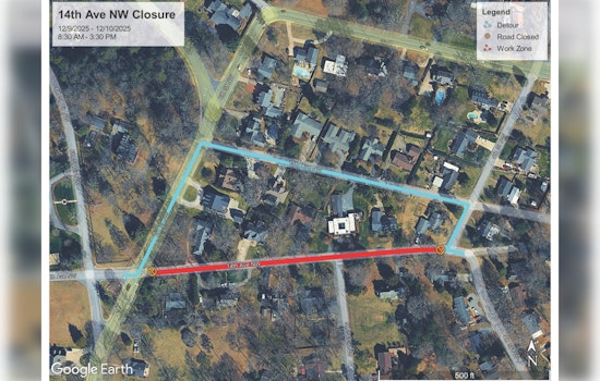 14th Avenue NW Set for 2-Day Tree Trimming Closure, Detours in Place for Commuters