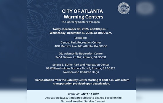 Atlanta Opens Warming Centers Ahead of Cold Snap, Offers Refuge and Free Transportation