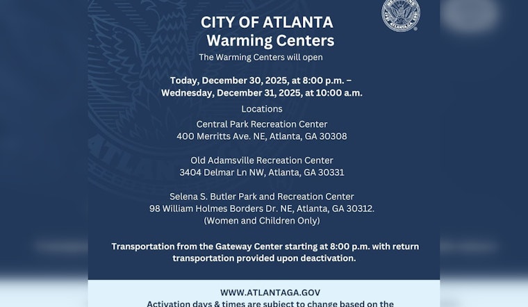 Atlanta Opens Warming Centers Ahead of Cold Snap, Offers Refuge and Free Transportation