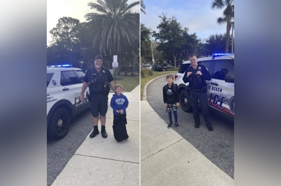 Atlantic Beach Elementary Students Enjoy Ride to School in Police Cruiser After Parents' Auction Win