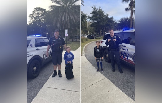 Atlantic Beach Elementary Students Enjoy Ride to School in Police Cruiser After Parents' Auction Win
