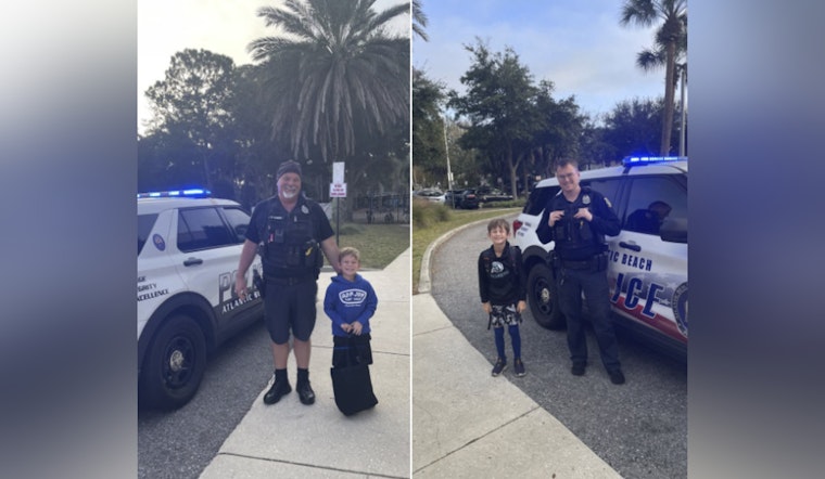 Atlantic Beach Elementary Students Enjoy Ride to School in Police Cruiser After Parents' Auction Win