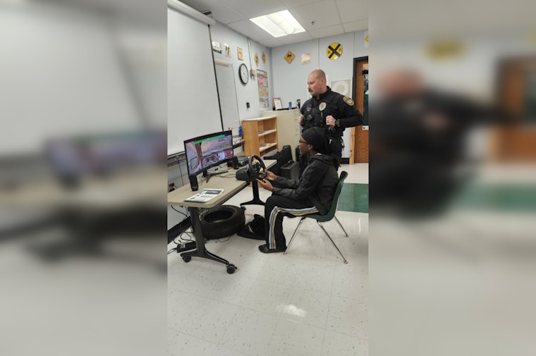 Bridgeton Police Swap Patrol for Pedagogy with Driving Simulator at Pattonville High School