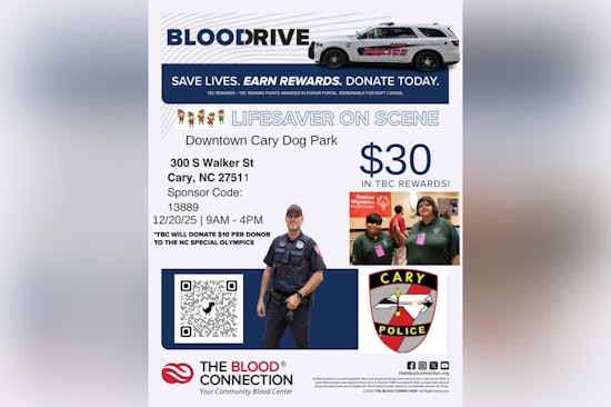 Cary Police and The Blood Connection Host Blood Drive to Benefit Special Olympics NC