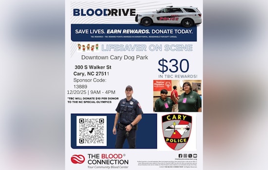 Cary Police and The Blood Connection Host Blood Drive to Benefit Special Olympics NC