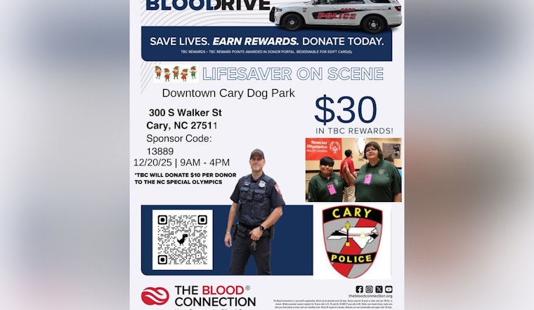 Cary Police and The Blood Connection Host Blood Drive to Benefit Special Olympics NC
