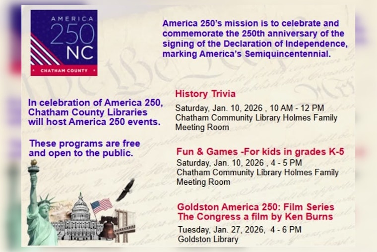 Chatham County Libraries Spark Semiquincentennial Spirit with Free Historical Events in Pittsboro and Goldston