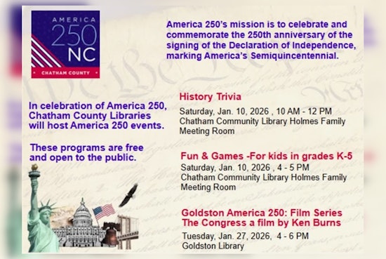 Chatham County Libraries Spark Semiquincentennial Spirit with Free Historical Events in Pittsboro and Goldston
