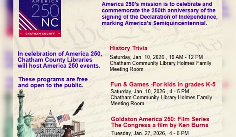 Chatham County Libraries Spark Semiquincentennial Spirit with Free Historical Events in Pittsboro and Goldston