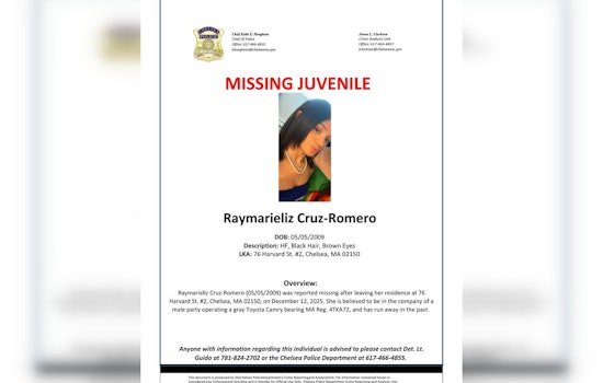 Chelsea Police Seek Public's Assistance in Locating Missing Teen Raymarieliz Cruz-Romero