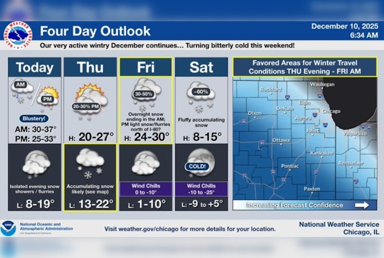 Chicago Prepares for Snowy and Windy Wednesday Commute, Weekend Snowfall Expected