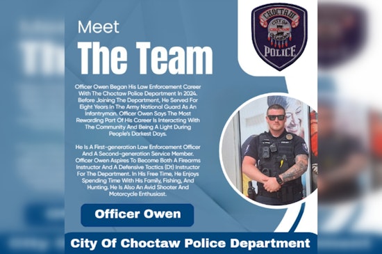 Choctaw Police Department Welcomes Former Army National Guard Infantryman to the Force