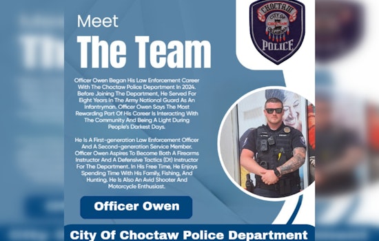 Choctaw Police Department Welcomes Former Army National Guard Infantryman to the Force