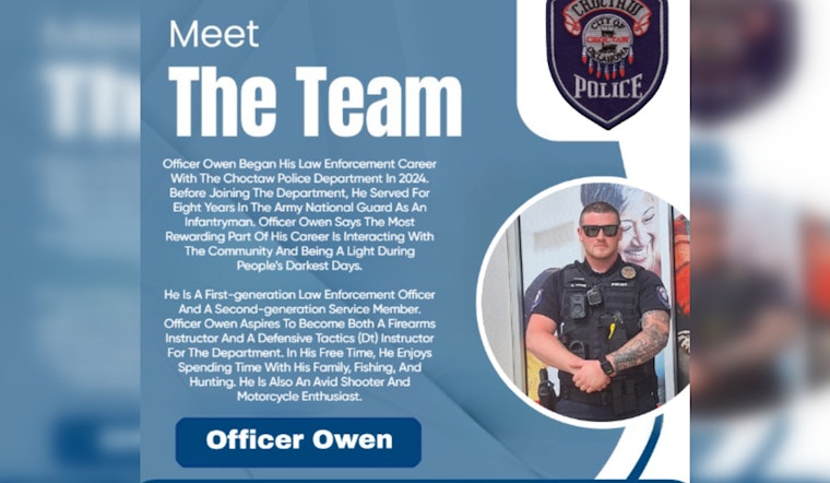 Choctaw Police Department Welcomes Former Army National Guard Infantryman to the Force